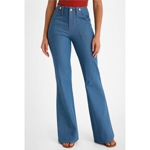 Express 70s Flare Stretch Jeans Blue Denim Retro Festival Size 4 29x33 Long NWT